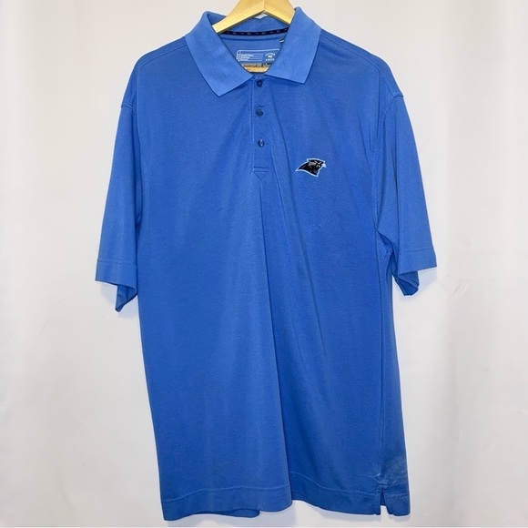 Cutter & Buck NFL Panthers Fanatic Blue Logo Polo Shortsleeve Shirt Size L - Picture 1 of 7